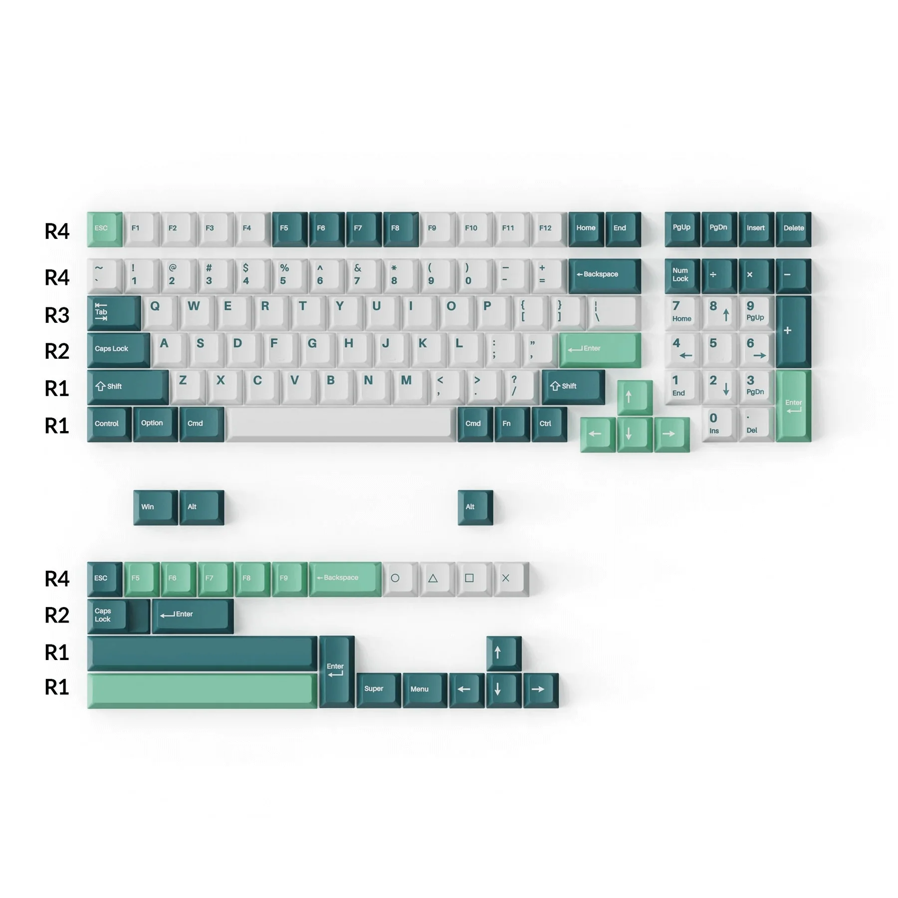 Cherry Profile Double-Shot PBT Full Set Keycaps - White Mint - Image 2