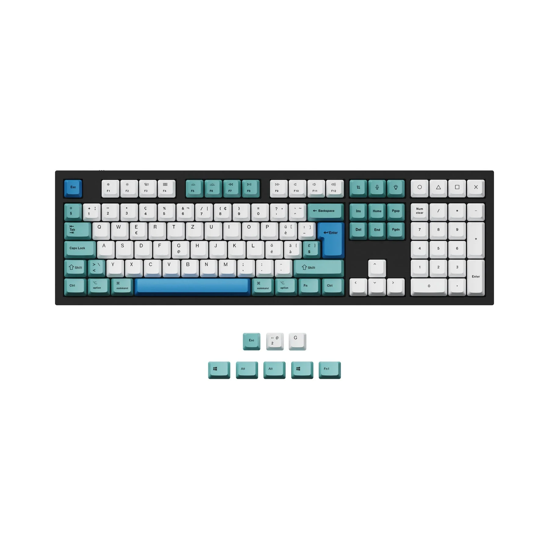 ISO & ANSI Q3 & Q4 & Q6 & K8 OEM Dye-Sub PBT Keycap Set - Iceberg - Image 5