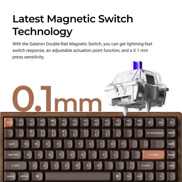 Keychron K2 HE Wireless Magnetic Switch Custom Keyboard - All-Wood Special Edition(US ANSI Layout) - Image 3