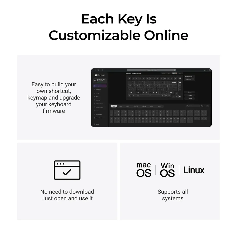 Keychron V1 Ultra 8K Wireless Custom Mechanical Keyboard(US ANSI Layout) - Image 10