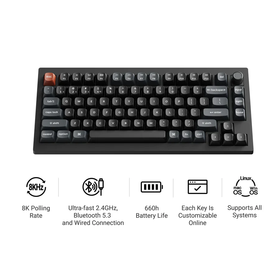 Keychron V1 Ultra 8K Wireless Custom Mechanical Keyboard(US ANSI Layout) - Image 4