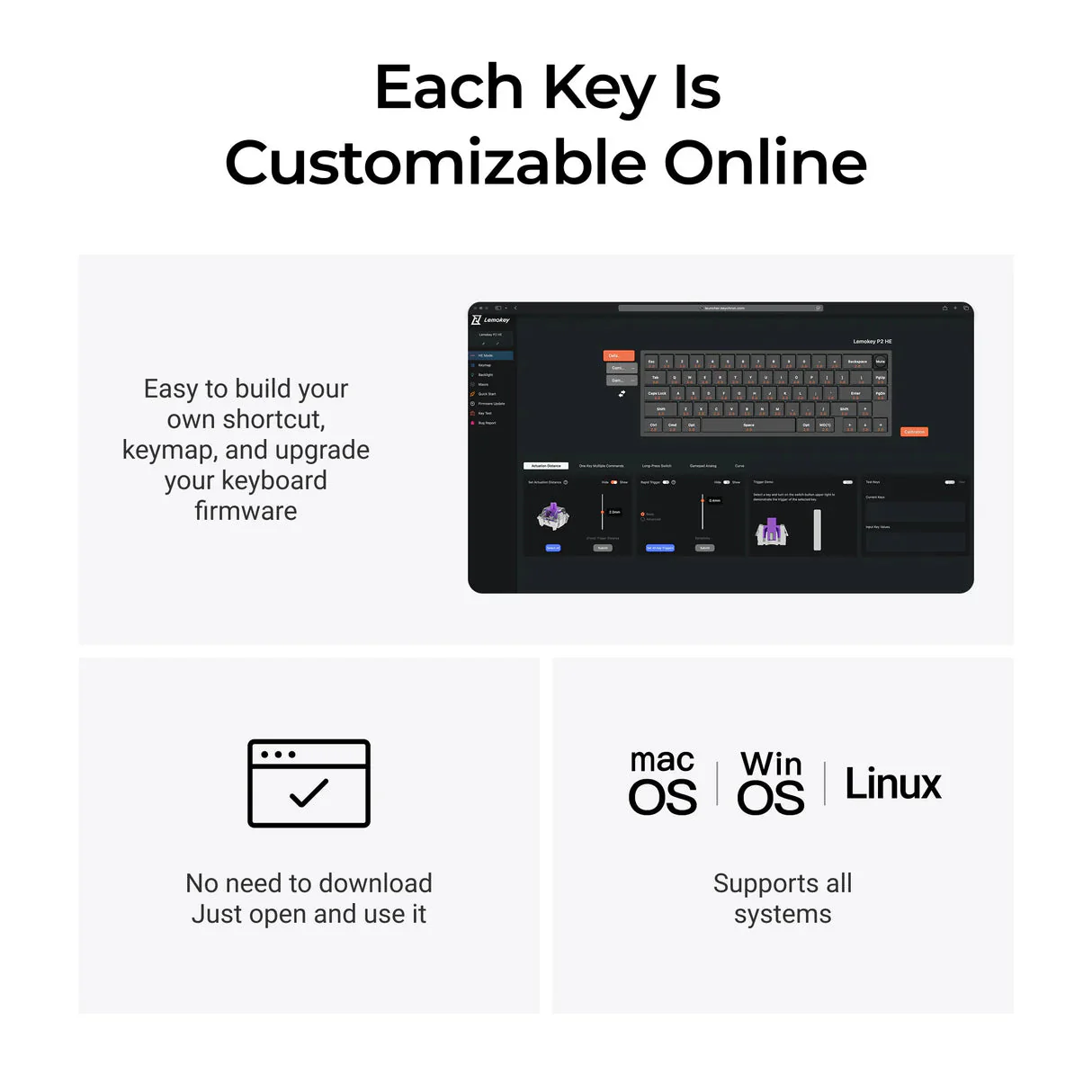 Lemokey P2 HE Wireless Magnetic Switch Custom Gaming Keyboard (US ANSI Layout) - Image 4